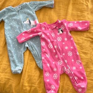 Carter’s footed fleece zip ups 3 months